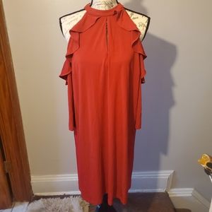 Red dress cold shoulder sz L